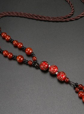 原创设计复古毛衣链女琉璃装饰品