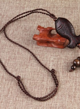 原创民族风长款复古桃木衣服配饰