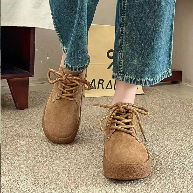 宽胖脚肥大码女鞋41-43码2024冬款真皮纯色百搭款高帮休闲鞋89-1 - 图2