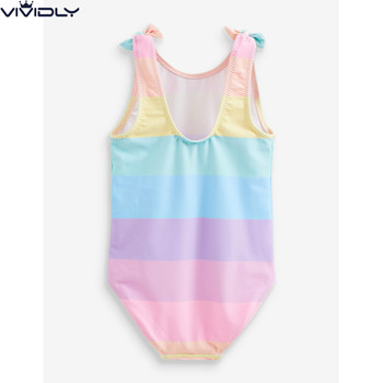 Spot NEXT baby girl one-piece swimsuit 2023 summer striped shoulder strap women's hot spring swimsuit in March-7 years old