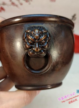 招财纯铜摆件香炉故宫缸