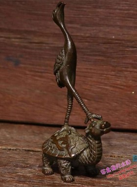 仿古风实心龟鹤延年日式小摆件