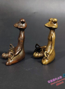 打坐手把玩复古风黄铜香插青蛙