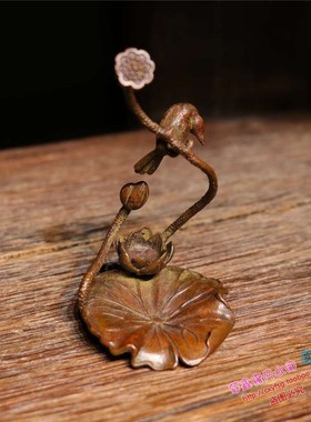 纯铜手工实心倒流香喜鹊鸟小摆件