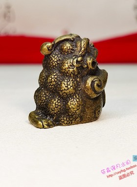 迷你实心合十金蟾站立三脚纯黄铜