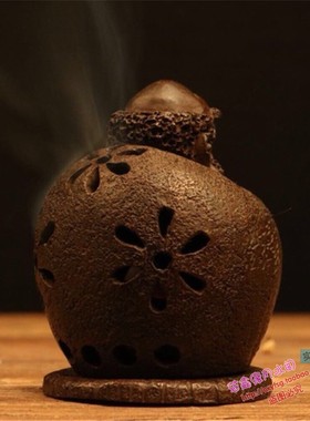 手工仿古风实心达摩倒流香小摆件