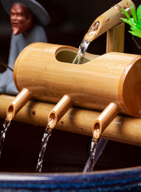 养鱼鱼缸过滤器竹子流水