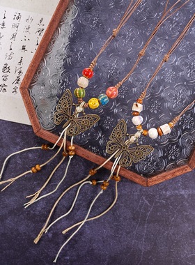 景德镇陶瓷项链女轻奢小众秋冬蝴蝶毛衣项链女高级感配饰饰品女生