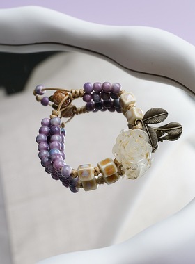 秋冬上新手链女高级感古风手工编织文艺流行饰品新中式国风手饰品