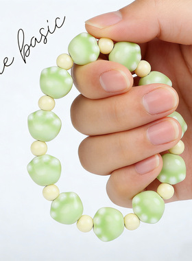 景德镇陶瓷手链百搭流行小清新卡通粉色猫爪串珠礼物出游穿搭