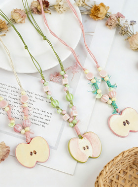 景德镇陶瓷苹果切片小清新夏天出游项链锁骨链配饰搭配直播货源