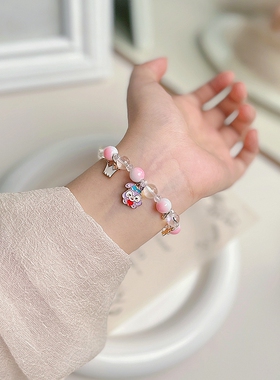 2024年热销甜美气质可爱猫咪水晶串珠手串女生 闺蜜学生手链批发