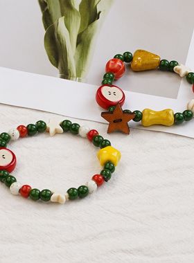 景德镇新款高级多彩花釉串珠陶瓷手串饰品民族风闺蜜系列手饰