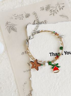 厂家直销新款热销圣诞节手链女欧美流行圣诞老人水晶手饰跨境手绳