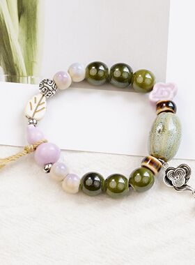 文艺美拉德色系景德镇陶瓷手串女礼物学生国风创意民族风简约手链