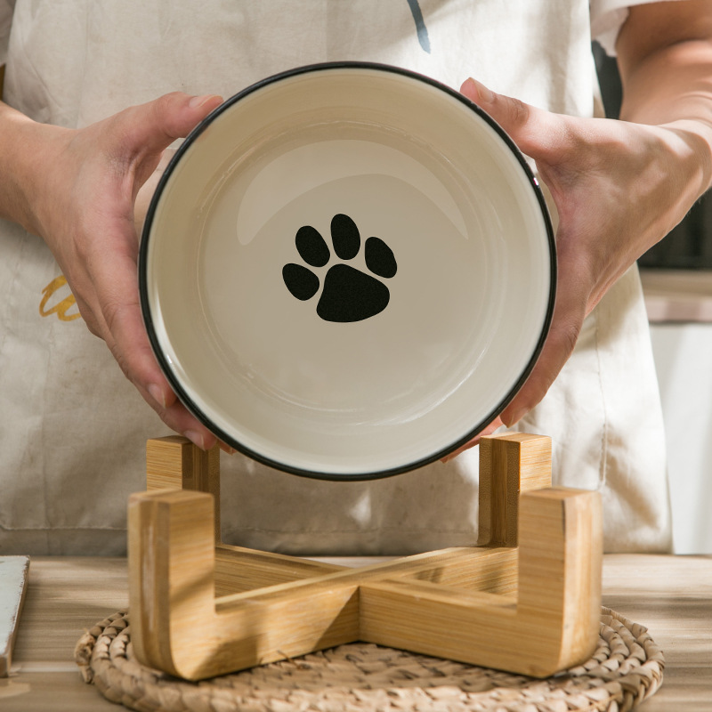 大口径陶瓷猫碗高脚保护颈椎宠物猫粮碗猫咪狗碗食盆大容量防打翻 - 图0