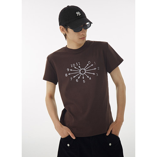 DBSC夏季美式复古正肩数字印花T恤男女凉感冰皮面料短袖T情侣同款 - 图2