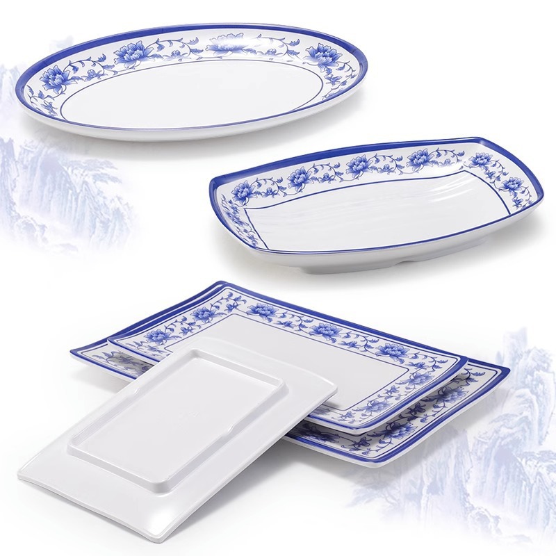 Celadon Diamine Plate Plastic Plates Rectangular Plate Hot P - 图1