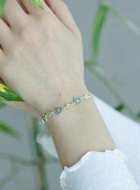 三个故事足银9999四叶草手链