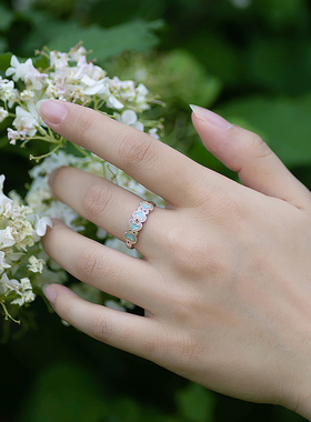 足银9999珐琅彩如意戒指