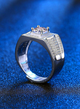 莫桑石仿真一克拉不掉色钻戒戒指