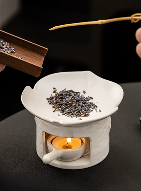 简约一体式陶瓷叶片香薰炉蜡烛