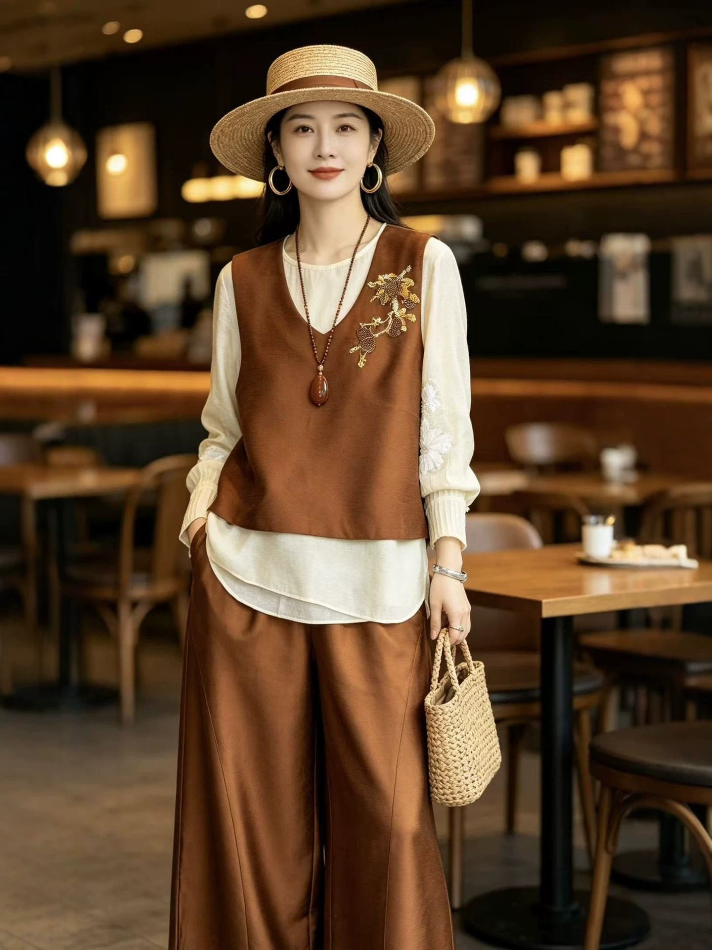 New Chinese style national style women's rayon heavy embroidery ancient method embroidery beaded vest retro sleeveless waistcoat top suit
