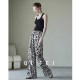 UC Fashionable 14MM Crepe de Chine Mulberry Silk Leopard Print Pants Silk