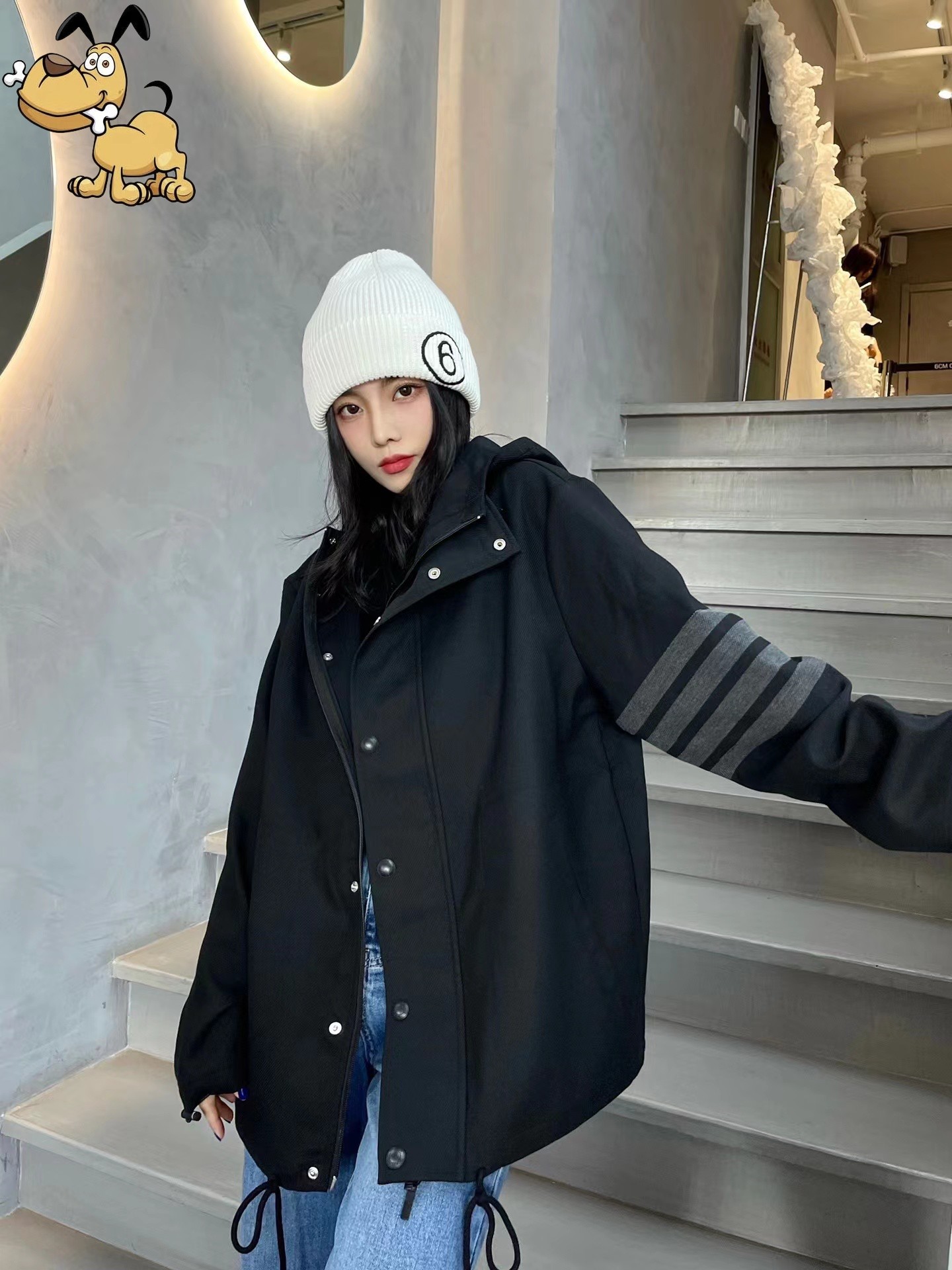 nala Hooded caqe coat ブラック コート | verdadcre.com