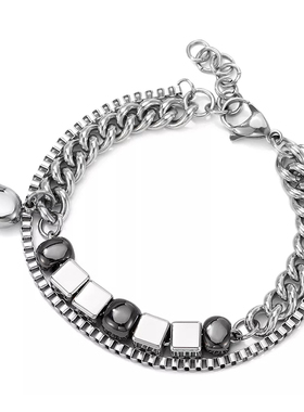 磁吸钛钢可调节两条装情侣手链