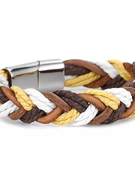 拼色编织钛钢卡扣情侣礼物手绳