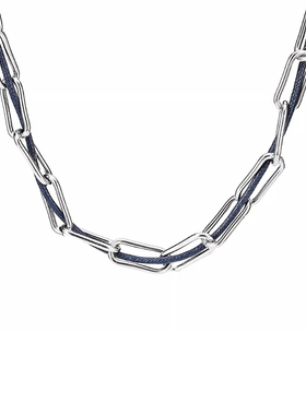 撞色拼接编织钛钢挂链