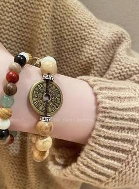 新中式奶香木山鬼花钱木质串珠