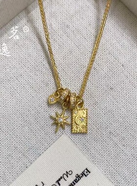 纳米真空镀膜强保色星月神话中古太阳花吊坠项链女新款精致锁骨