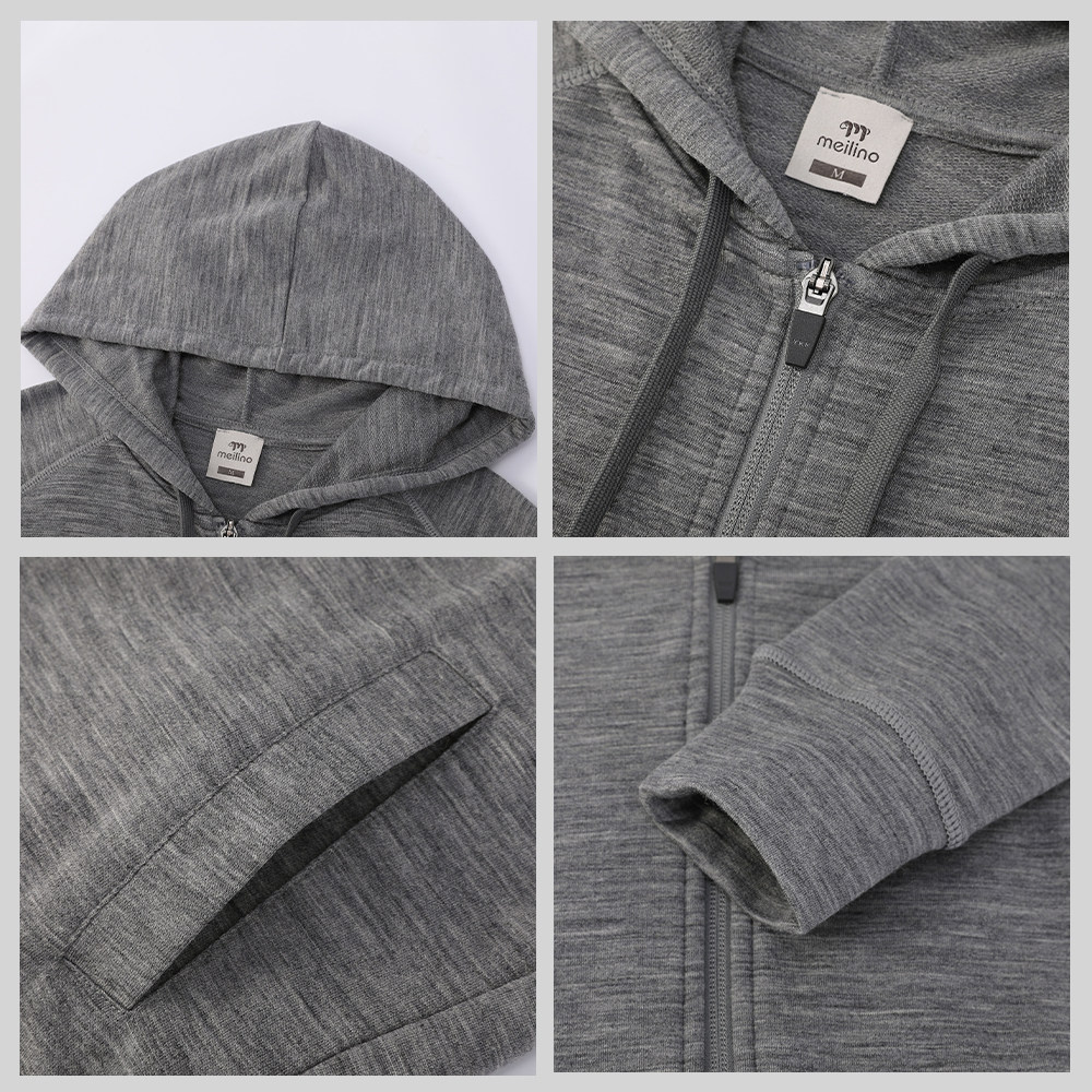 美利奴羊毛外套女卫衣户外长袖连帽拉链衫美丽诺跑步运动上衣Q12,淘宝优惠券,粉丝福利购,淘宝优惠卷