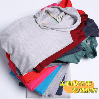 Merino sheep wool ຜູ້ຊາຍແລະແມ່ຍິງ hooded ກາງແຈ້ງ pullover ກິລາ hoodie jacket sweatshirt breathable, antibacterial, ້ໍາຫນັກເບົາແລະອົບອຸ່ນ