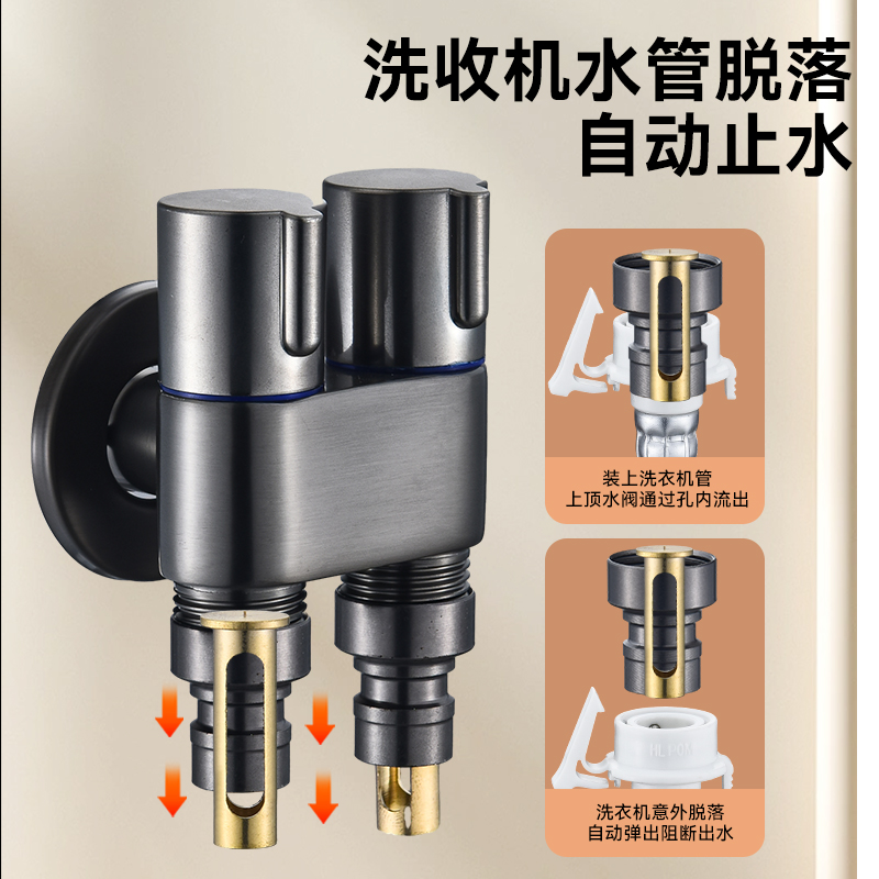 全铜洗衣机水龙头自动止水阀专用卡扣式水嘴接头滚筒自动46分通用