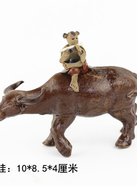 家居摆件木质工艺品牛拉马车模型