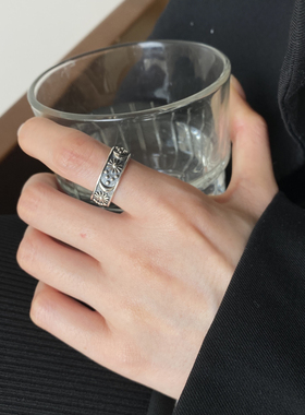 未晚JiYee小众冷淡风星月戒指ins复古做旧款星星月亮暗黑开口指环