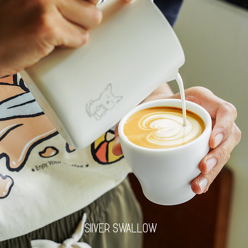 银时燕咖啡杯白玉瓷精品手冲咖啡品鉴杯闻香杯子Combo奶咖杯150ml - 图1
