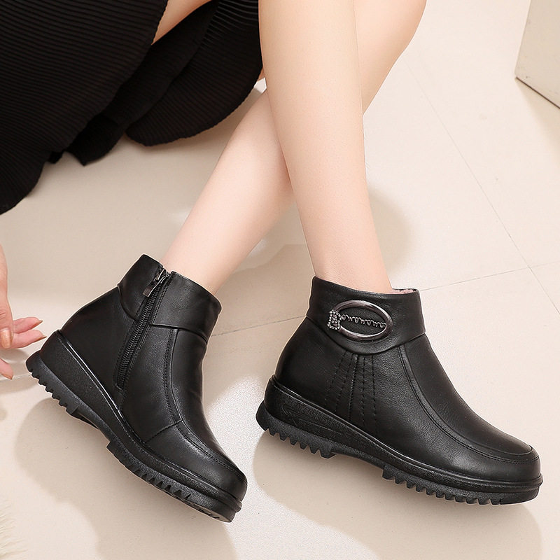 妈妈鞋子秋冬季加绒保暖棉鞋真皮软底中老年女鞋平底防滑老人皮鞋,淘宝优惠券,粉丝福利购,淘宝优惠卷