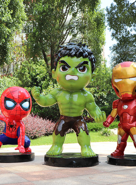蜘蛛侠美国队长蝙蝠侠绿巨人雕塑