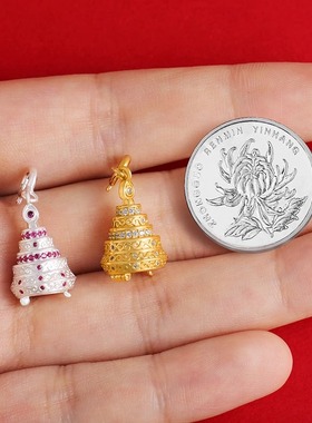 S925纯银镀金小曼茶罗卡扣项坠