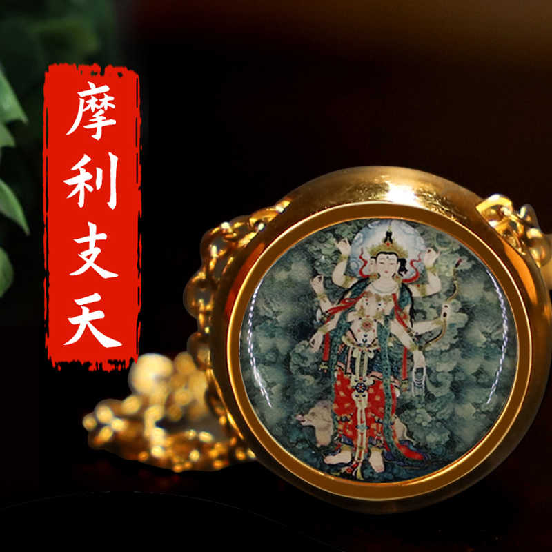 極彩色 木彫仏像 摩利支天 仏教工芸品 細工精彫 超絶技巧