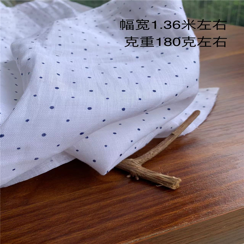 公司定制薄款细纱大白色底纯亚麻数码印花大小点夏季服装布料 - 图0