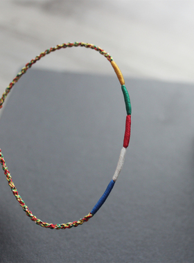 古法手工编织五色经幡手绳