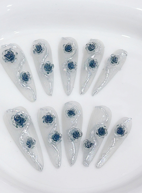 氛围感长尖款玫瑰花显白穿戴甲
