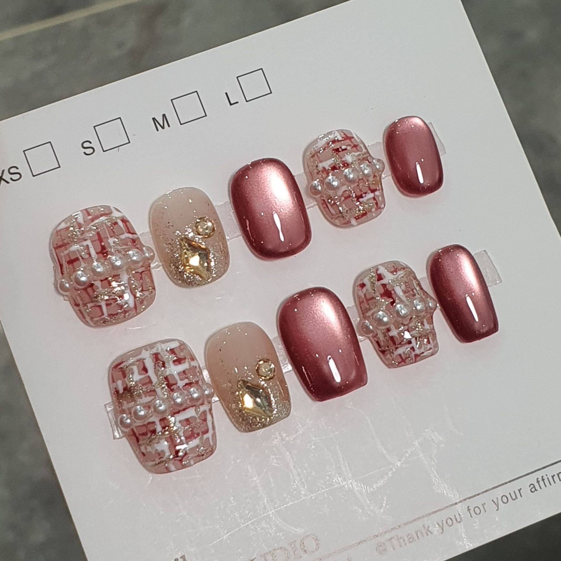 温柔简约复古千金小香风格纹仿珍珠玻璃珠猫眼秋冬新款美甲贴片,淘宝优惠券,粉丝福利购,淘宝优惠卷