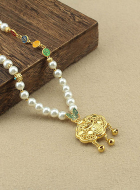 2026平安喜乐仿珍珠项链女汉服挂饰气质百搭国风衣饰配饰复古吊坠