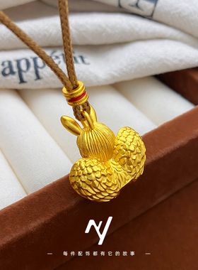 轻奢设计款沙金镶钻翅膀睡梦小天使吊坠编绳项链小天使挂坠货源